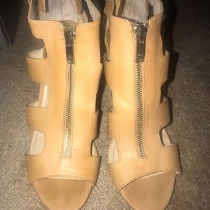 Tan high heel sandals